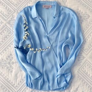 Philosophy Light Blue Satin-finish Blouse